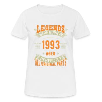 30e anniversaire Vintage Legends Born In 1993 30 Year - T-shirt respirant Femme - blanc - Devant - AI Model Female 172 dark (172cm)