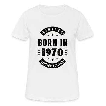 1970 - Baujahr 1970 - Jahrgang 1970 - Frauen T-Shirt atmungsaktiv - Weiß - Vorne - AI Model Female 172 dark (172cm)
