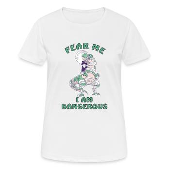 dangereux dinosaure T. rex - T-shirt respirant Femme - blanc - Devant - AI Model Female 172 dark (172cm)
