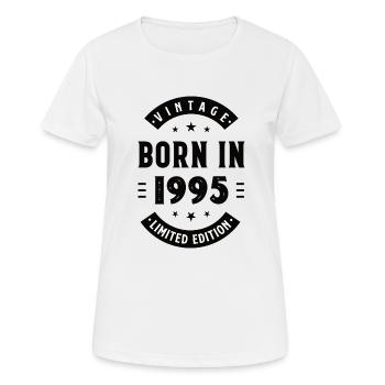 1995 - Baujahr 1995 - Jahrgang 1995 - Frauen T-Shirt atmungsaktiv - Weiß - Vorne - AI Model Female 172 dark (172cm)