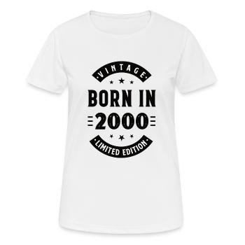 2000 - Baujahr 2000 - Jahrgang 2000 - Frauen T-Shirt atmungsaktiv - Weiß - Vorne - AI Model Female 172 dark (172cm)