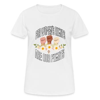 Nous luttons pour les droits des femmes - T-shirt respirant Femme - blanc - Devant - AI Model Female 172 dark (172cm)