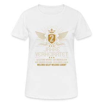 2 Jahre verheiratet zynisch 2.Hochzeitstag - Frauen T-Shirt atmungsaktiv - Weiß - Vorne - AI Model Female 172 dark (172cm)
