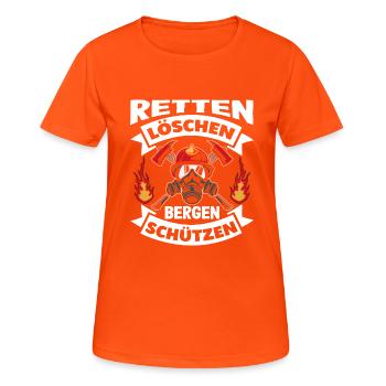 Retten Löschen Bergen Schützen Feuerwehr - Frauen T-Shirt atmungsaktiv - Neonorange - Vorne - AI Model Female 172 dark (172cm)