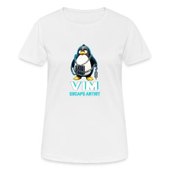 Funny for Linux Admins VIM Escape Artist Tux - Frauen T-Shirt atmungsaktiv - Weiß - Vorne - AI Model Female 172 dark (172cm)