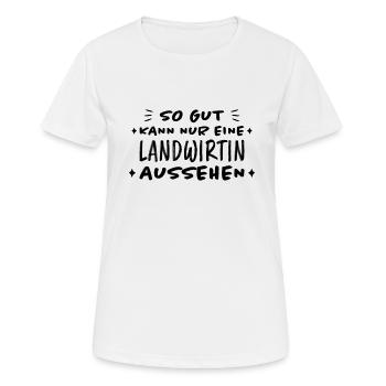 Landwirtin Witz Spruch Traktor Landwirtin Geschenk - Frauen T-Shirt atmungsaktiv - Weiß - Vorne - AI Model Female 172 dark (172cm)