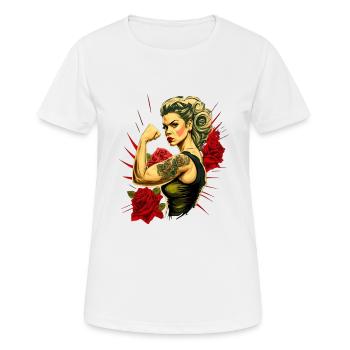 Strong Woman Mother Roses Mother's Day Gift - Women's Breathable T-Shirt - white - Front - AI Model Female 172 dark (172cm)