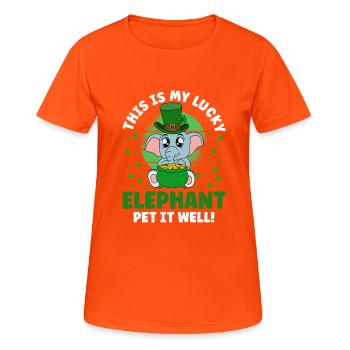 Mignons trèfles d’éléphants Fête de la Saint-Patrick - T-shirt respirant Femme - orange néon - Devant - AI Model Female 172 dark (172cm)