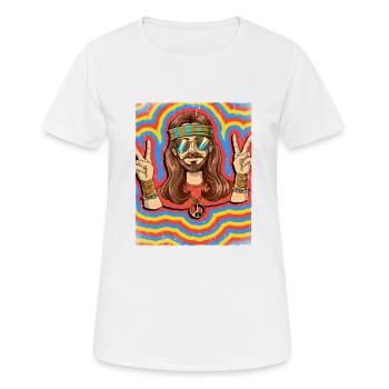 Hippie Mann Psychedelisch Trippy - Frauen T-Shirt atmungsaktiv - Weiß - Vorne - AI Model Female 172 dark (172cm)