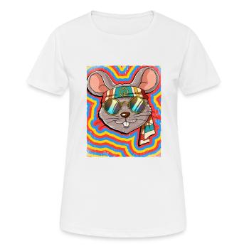 Hippie Maus Psychedelisch Trippy - Frauen T-Shirt atmungsaktiv - Weiß - Vorne - AI Model Female 172 dark (172cm)