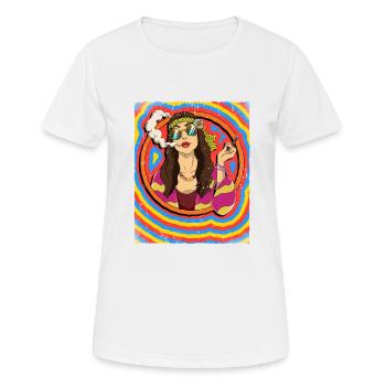 Hippie Frau Psychedelisch Trippy - Frauen T-Shirt atmungsaktiv - Weiß - Vorne - AI Model Female 172 dark (172cm)