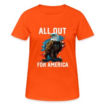 All Out for America American Bald Eagle America - T-shirt respirant Femme - orange néon - Devant - AI Model Female 172 dark (172cm)