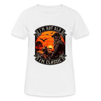 Je ne suis pas vieux je suis motard moto classique - T-shirt respirant Femme - blanc - Devant - AI Model Female 172 dark (172cm)