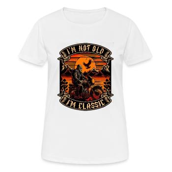 Je ne suis pas vieux je suis motard moto classique - T-shirt respirant Femme - blanc - Devant - AI Model Female 172 dark (172cm)