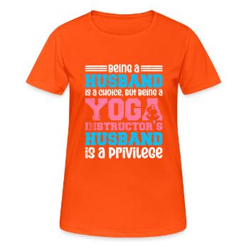 Being A Husband Is A Choice Yoga Instructor - Women's Breathable T-Shirt - neon orange - Front - AI Model Female 172 dark (172cm)