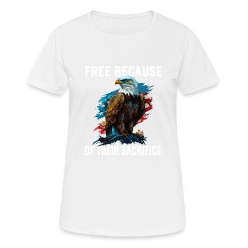 Libres à cause de leur sacrifice Chauve américain - T-shirt respirant Femme - blanc - Devant - AI Model Female 172 dark (172cm)