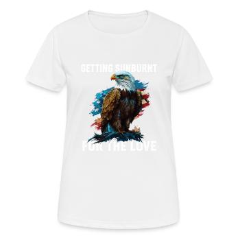 Obtenir un coup de soleil pour l’amour Patriotisme - T-shirt respirant Femme - blanc - Devant - AI Model Female 172 dark (172cm)