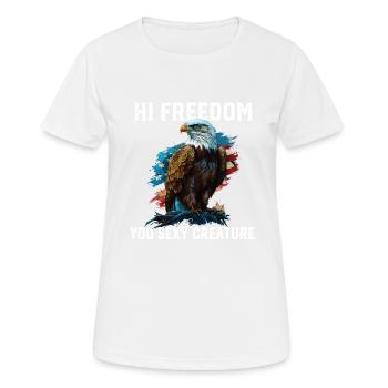 Salut la liberté toi créature sexy american bald Eagle - T-shirt respirant Femme - blanc - Devant - AI Model Female 172 dark (172cm)