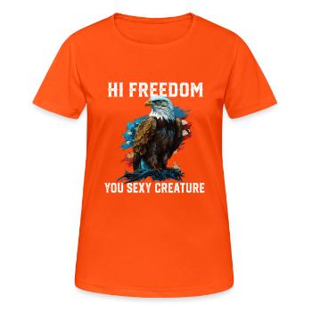 Salut la liberté toi créature sexy american bald Eagle - T-shirt respirant Femme - orange néon - Devant - AI Model Female 172 dark (172cm)