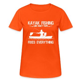 Kayak Fishing Like Duct Tape Fixes Everything - Women's Breathable T-Shirt - neon orange - Front - AI Model Female 172 dark (172cm)