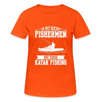 Kayak fishing and kayak fishing - Women's Breathable T-Shirt - neon orange - Front - AI Model Female 172 dark (172cm)