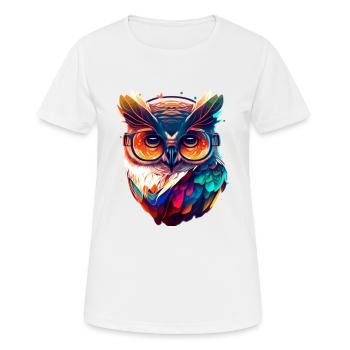 Oiseau nocturne coloré de la chouette effraie avec des lunettes - T-shirt respirant Femme - blanc - Devant - AI Model Female 172 dark (172cm)