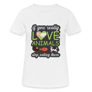 Vegan Fleischlos Tierlieb & Veganer - Frauen T-Shirt atmungsaktiv - Weiß - Vorne - AI Model Female 172 dark (172cm)