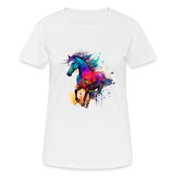Idée passion chevaux cavalière aquarelle splash - T-shirt respirant Femme - blanc - Devant - AI Model Female 172 dark (172cm)