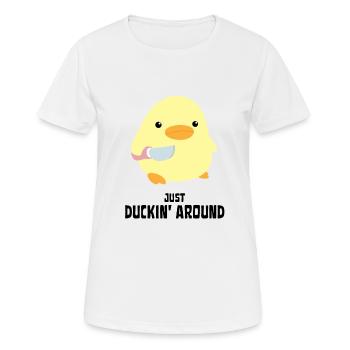 Just Duckin around Duck with knife Ente mit Messer - T-shirt respirant Femme - blanc - Devant - AI Model Female 172 dark (172cm)