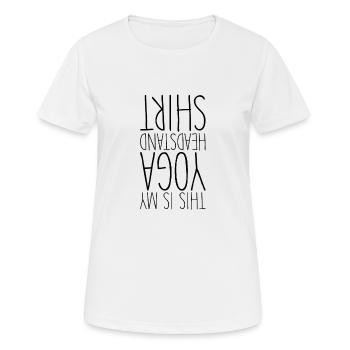 Funny Headstand Yoga Workout Yogini - Women's Breathable T-Shirt - white - Front - AI Model Female 172 dark (172cm)