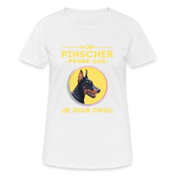 Chine de race PINSCHER 2 - T-shirt respirant Femme - blanc - Devant - AI Model Female 172 dark (172cm)