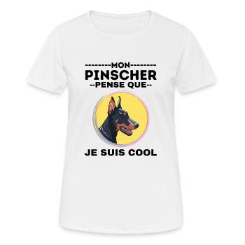 Chien de race PINSCHER 1 - T-shirt respirant Femme - blanc - Devant - AI Model Female 172 dark (172cm)
