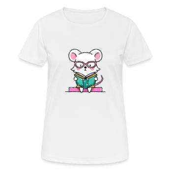 Leseratte Maus im Buch - Frauen T-Shirt atmungsaktiv - Weiß - Vorne - AI Model Female 172 dark (172cm)