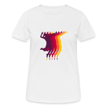 UNITY Bunter Volleyballspieler Spaß - Frauen T-Shirt atmungsaktiv - Weiß - Vorne - AI Model Female 172 dark (172cm)