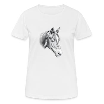 Dessin au crayon de tête de cheval - T-shirt respirant Femme - blanc - Devant - AI Model Female 172 dark (172cm)