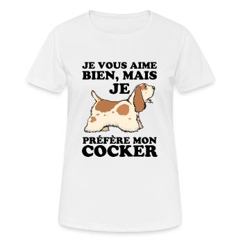 je préfère mon cocker 1 - T-shirt respirant Femme - blanc - Devant - AI Model Female 172 dark (172cm)