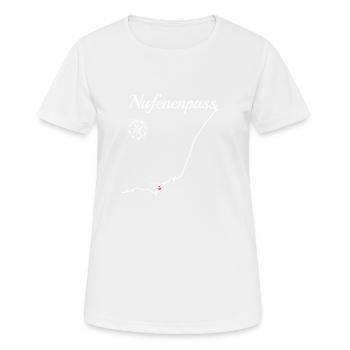 Nufenenpass-Serpentinen - Frauen T-Shirt atmungsaktiv - Weiß - Vorne - AI Model Female 172 dark (172cm)