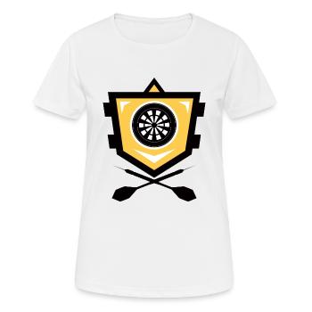 Dart Wappen Schild - Frauen T-Shirt atmungsaktiv - Weiß - Vorne - AI Model Female 172 dark (172cm)