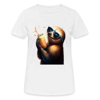 Le buveur de bière le plus cool: un paresseux - T-shirt respirant Femme - blanc - Devant - AI Model Female 172 dark (172cm)