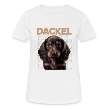 Rauhaardackel Dachshund Hund Hunde Welpe Dackel - Frauen T-Shirt atmungsaktiv - Weiß - Vorne - AI Model Female 172 dark (172cm)