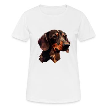 Rauhaardackel Dachshund Hund Hunde Welpe Dackel - Frauen T-Shirt atmungsaktiv - Weiß - Vorne - AI Model Female 172 dark (172cm)