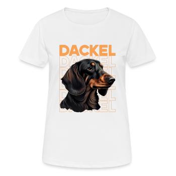 Rauhaardackel Dachshund Hund Hunde Welpe Dackel - Frauen T-Shirt atmungsaktiv - Weiß - Vorne - AI Model Female 172 dark (172cm)
