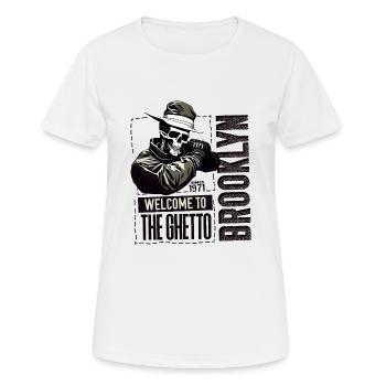 Skull Bienvenue dans le ghetto Brooklyn New York USA - T-shirt respirant Femme - blanc - Devant - AI Model Female 172 dark (172cm)