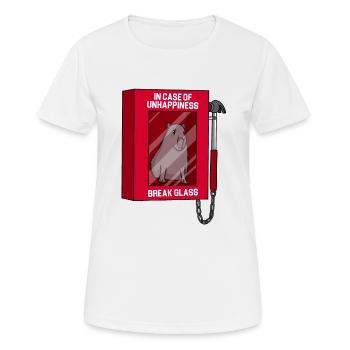 Capybara - Bei Unwohlsein Scheibe zerbrechen - Frauen T-Shirt atmungsaktiv - Weiß - Vorne - AI Model Female 172 dark (172cm)