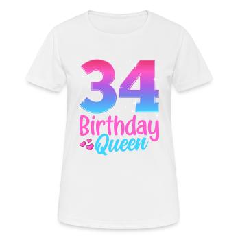 Birthday Queen 34 Geburtstag - Women's Breathable T-Shirt - white - Front - AI Model Female 172 dark (172cm)