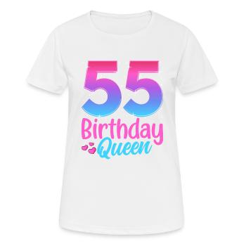 Anniversaire Reine 55 Geburtstag - T-shirt respirant Femme - blanc - Devant - AI Model Female 172 dark (172cm)