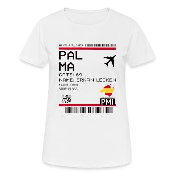 Mallorca Party Outfit Sauf Flight Ticket Boarding Pass - T-shirt respirant Femme - blanc - Devant - AI Model Female 172 dark (172cm)