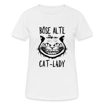 Böse alte Cat-Lady - Grinsekatze Lustiger Spruch - Frauen T-Shirt atmungsaktiv - Weiß - Vorne - AI Model Female 172 dark (172cm)