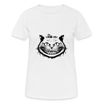 Verrückte Grinsekatze - Crazy Cheshire Cat Face - Frauen T-Shirt atmungsaktiv - Weiß - Vorne - AI Model Female 172 dark (172cm)