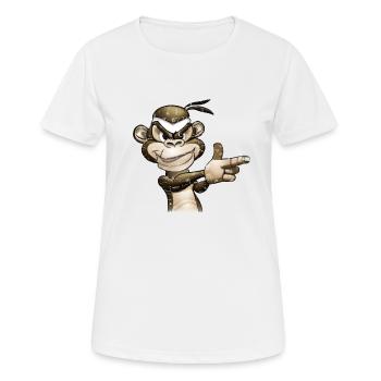 Gangster Monkey Graffity Hand Gun T-Shirt - T-shirt respirant Femme - blanc - Devant - AI Model Female 172 dark (172cm)
